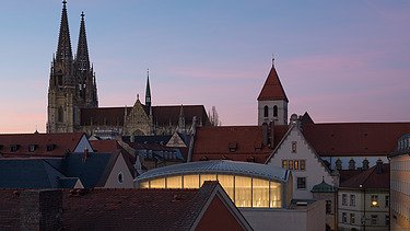 Foto von der Skyline in Regensburg mit Blick auf dem Dom.   