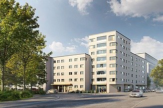 Visualisierung vom Neubau-Komplex Saalburgallee in Frankfurt.