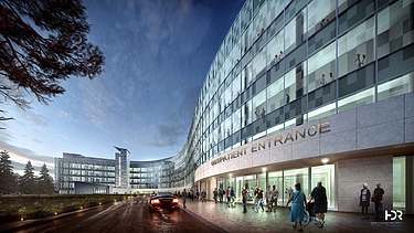 Foto von einem Neubau bei Nacht