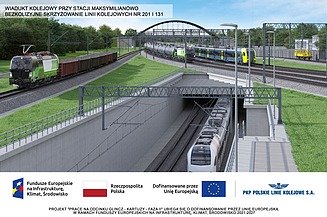 Visualisation of the railway flyover at Maksymilianowo station