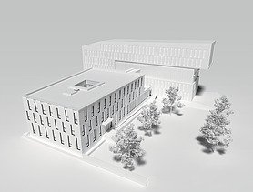 Visualisierung von einem Modell eines Bürogebäudes.  