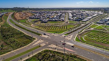 Bird's eye view of a road junction in New South Wales