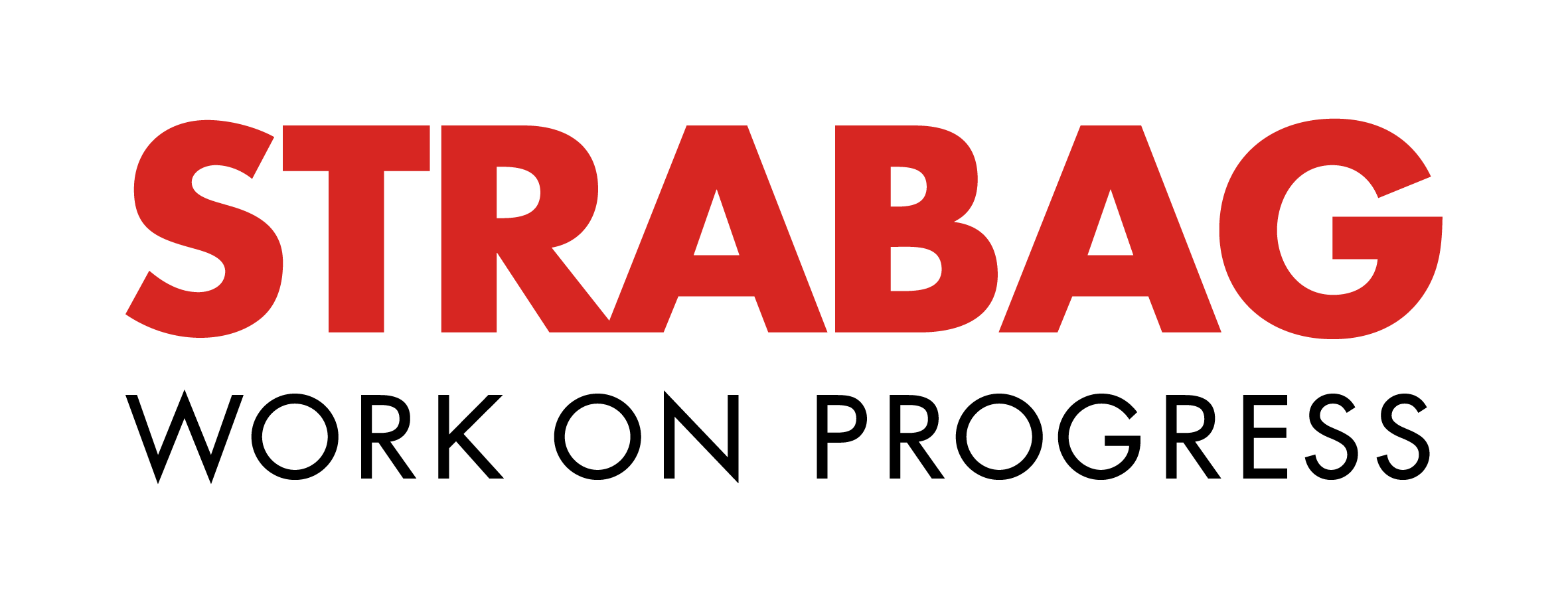 Auf dem Foto ist das STRABAG Work on progress Logo zu sehen.