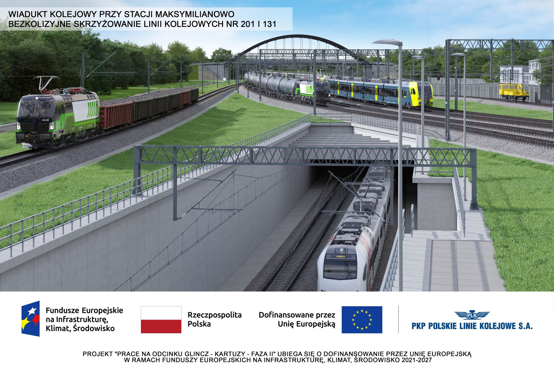 Visualisation of the railway flyover at Maksymilianowo station