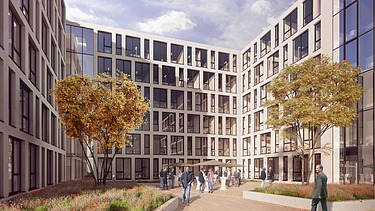 Visualisierung Konzernhaus Albstadtweg, Vorzeigeprojekt in Sachen Nachhaltigkeit