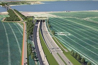 New rail lines and roads: The approach to the future tunnel linking Fehmarn with the mainland.