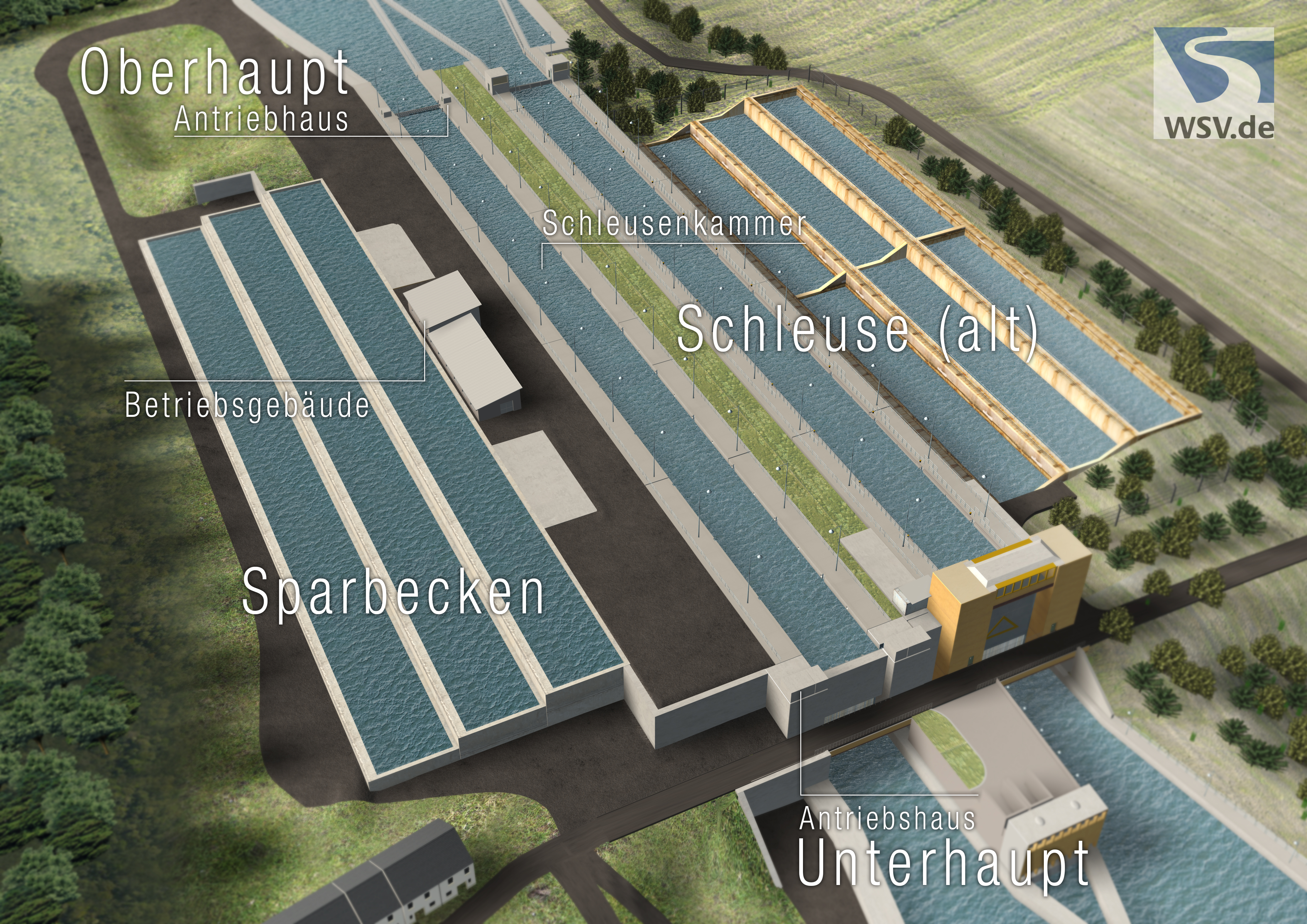 Illustration Neubau der Schleuse in Kriegenbrunn.