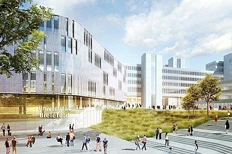 Visualisierung des zukünftigen Haupteingangsbereich der Uni-Modernisierung