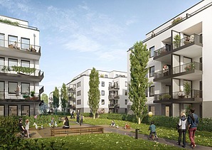 Visualisierung von fünf Rathausvillen in Schönefeld