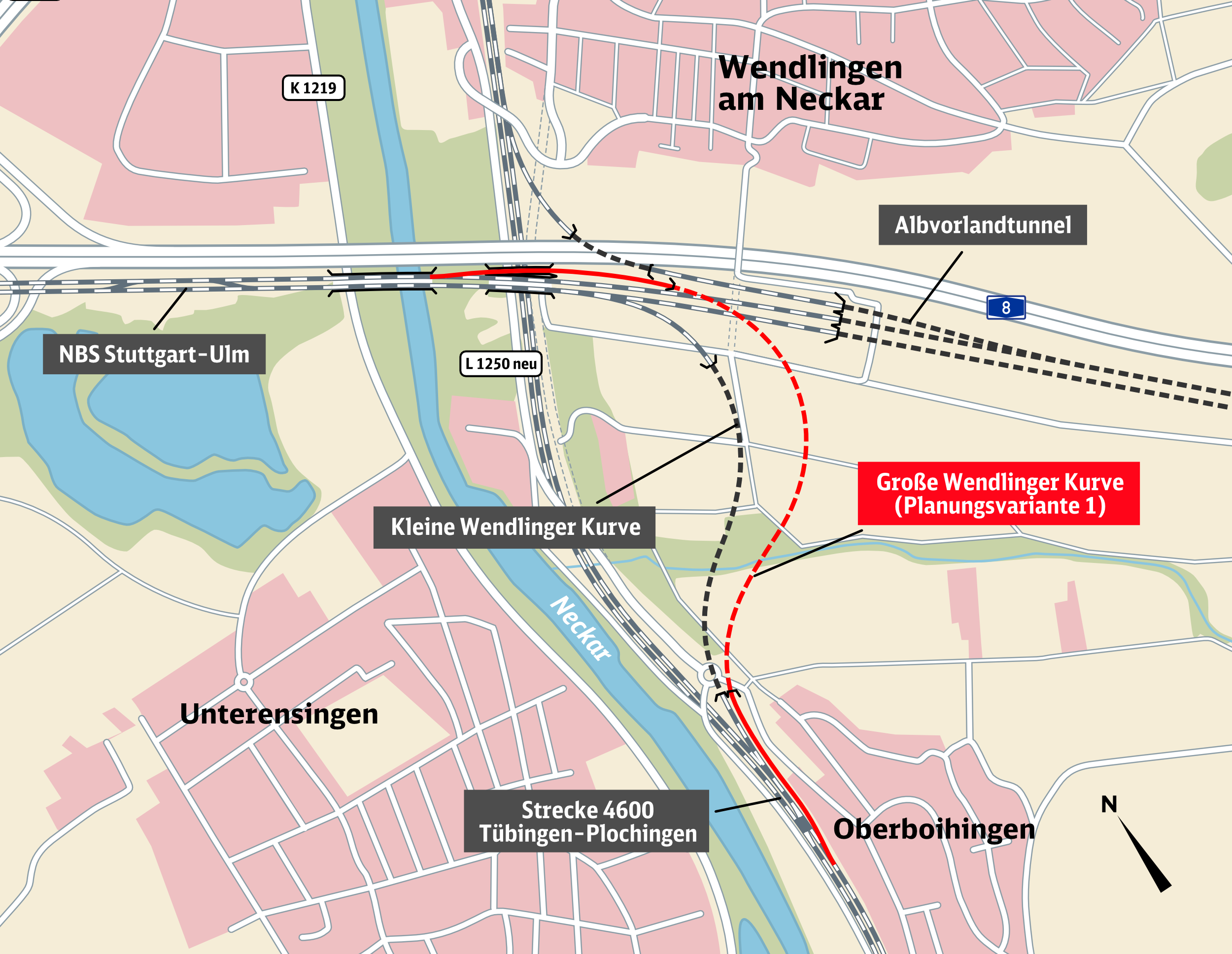 Karte von Neubaustrecke Stuttgart–Ulm.