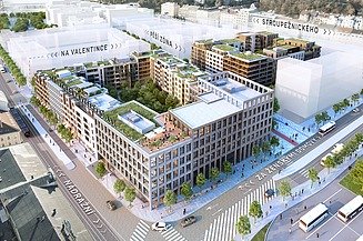 Visualisierung von 400 Wohnungen sowie Büro- und Geschäftsflächen.