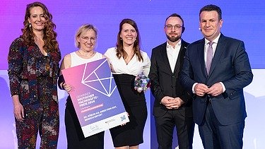 Foto von mehren schick gekleideten Personen die freundlich schauen. 