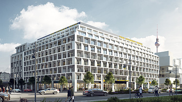 Illustration vom ZÜBLIN Hotel Alexander-Quartier. 