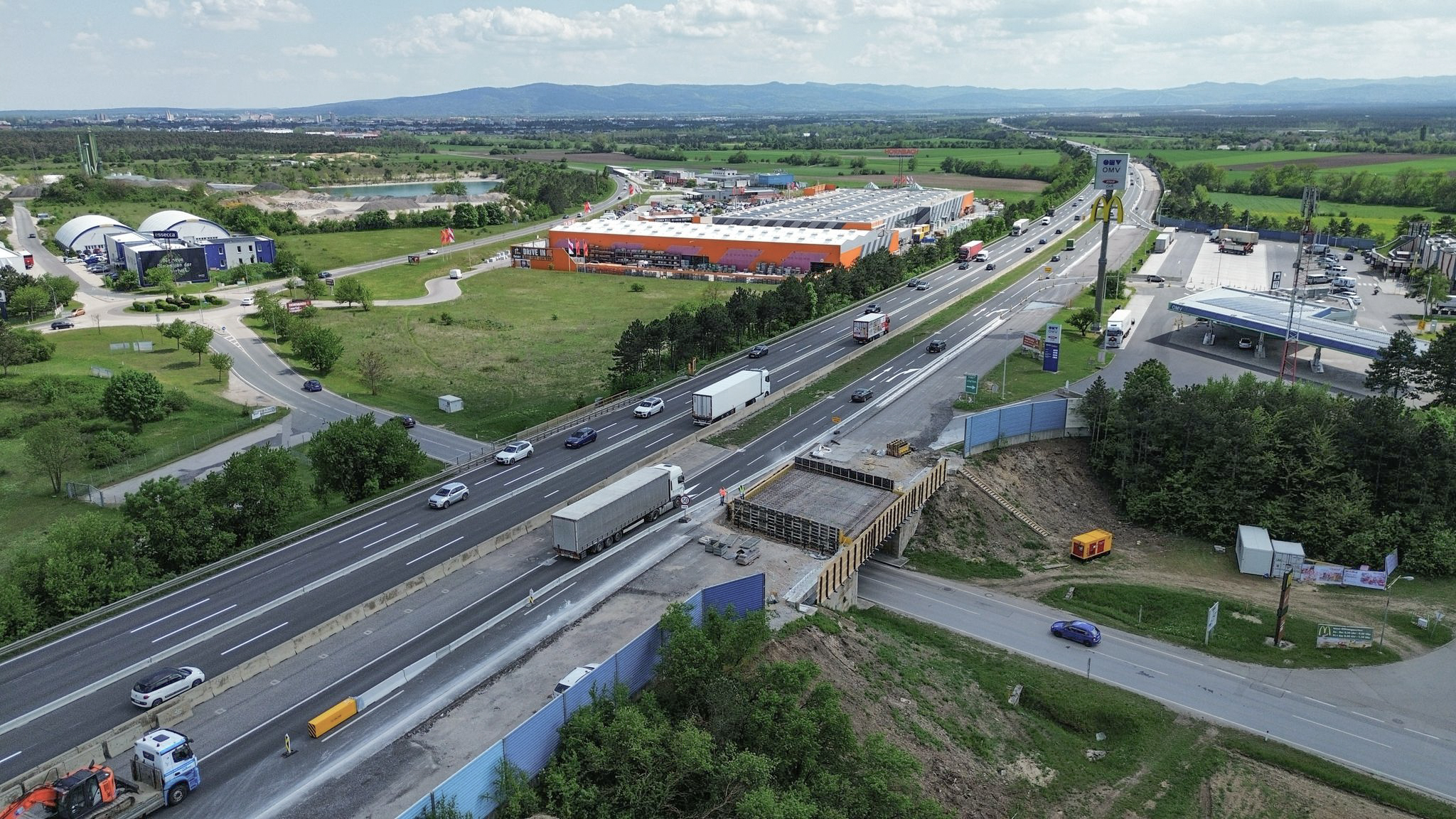 Foto von der Sanierung der Südautobahn in Österreich