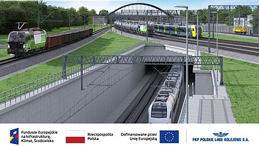Visualisierung des Kreuzungsbauwerks am Bahnhof Maksymilianowo