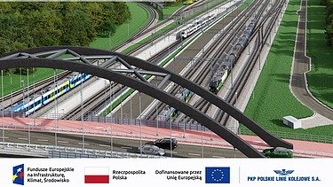Visualisation of a road bridge over the railroad tracks