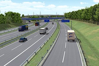 Visualisierung der BAB 26 bei Hamburg, Blickrichtung Stade