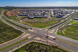 Bird's eye view of a road junction in New South Wales