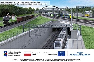 Visualisation of the railway flyover at Maksymilianowo station