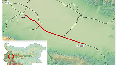 Photo shows a map with a red mark