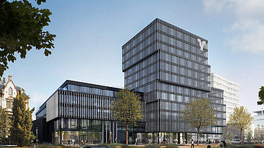 Visualisierung von der Volksbank Gebäude in Freiburg.