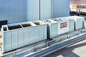 Foto den drei Containern: Absetzbecken, BW-KOMPAKT und NEUTRA-KOMPAKT.