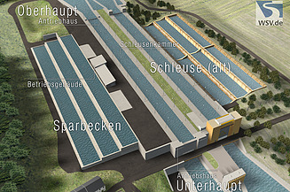 Illustration Neubau der Schleuse in Kriegenbrunn.