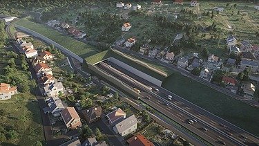 Birds-eye view of a road construction project