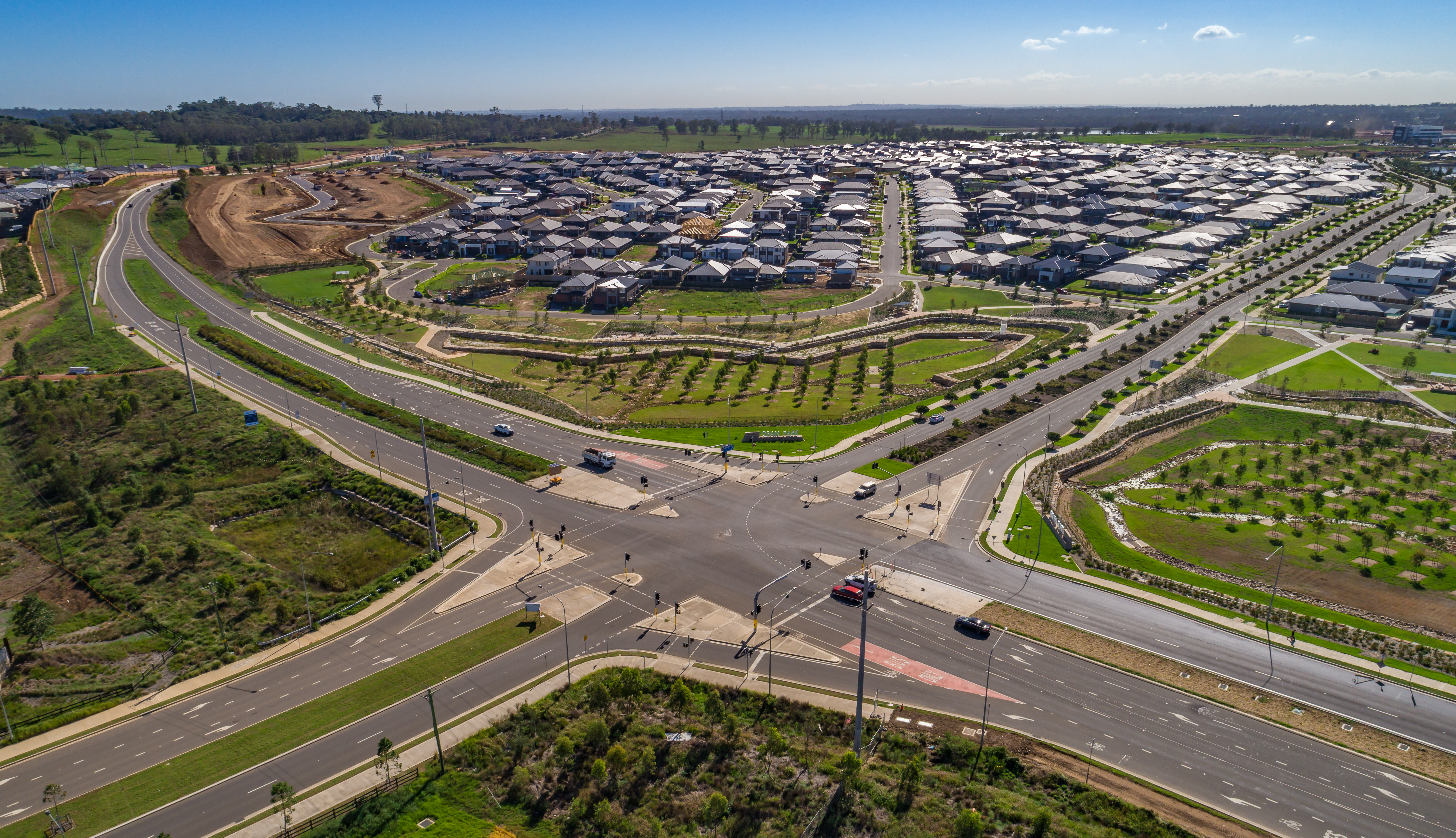 Bird's eye view of a road junction in New South Wales