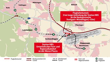 Deutsche Bahn's plan for the airport connection of the new Stuttgart-Ulm line.