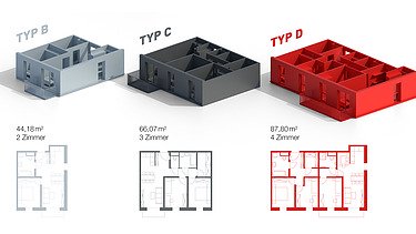 Visualisierung der TETRIQX-Grundrisse